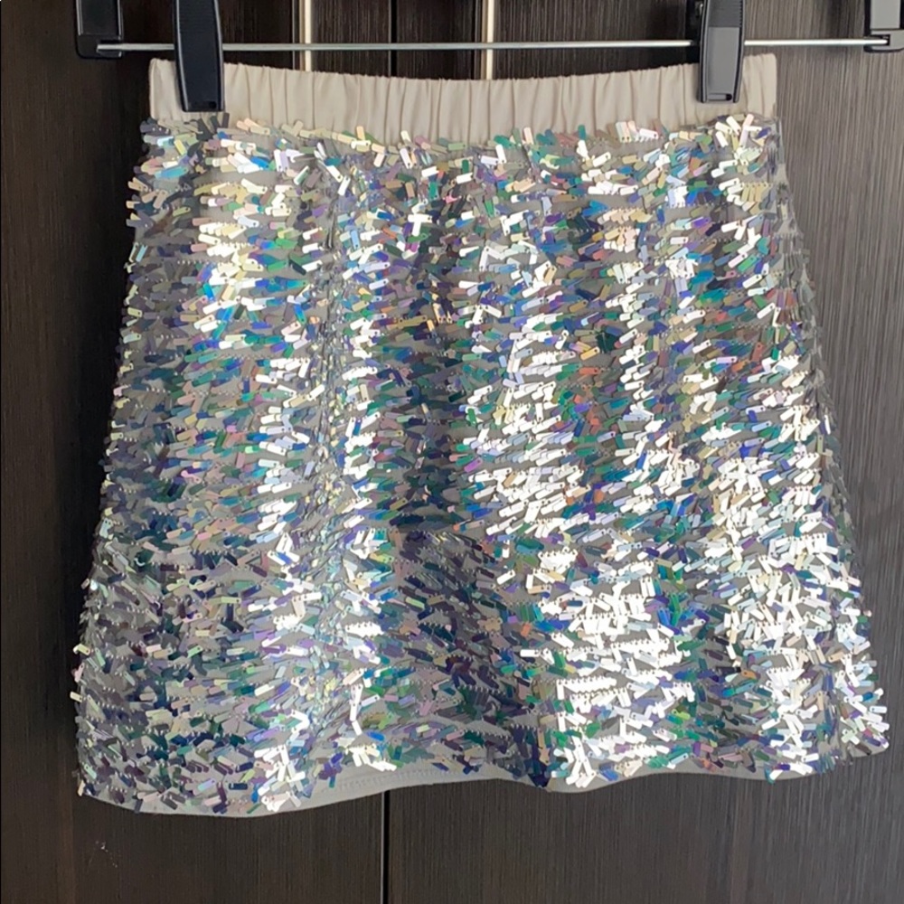 Crewcuts Iridescent Sequin Girls Skirt - Silver Holographic